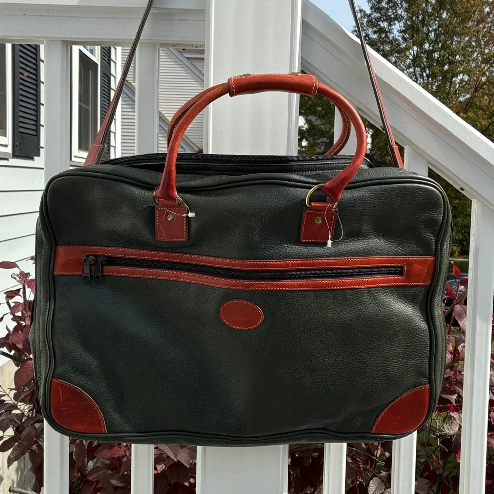 dinoffer New York Men’s Leather Travel Bag Green & Brown